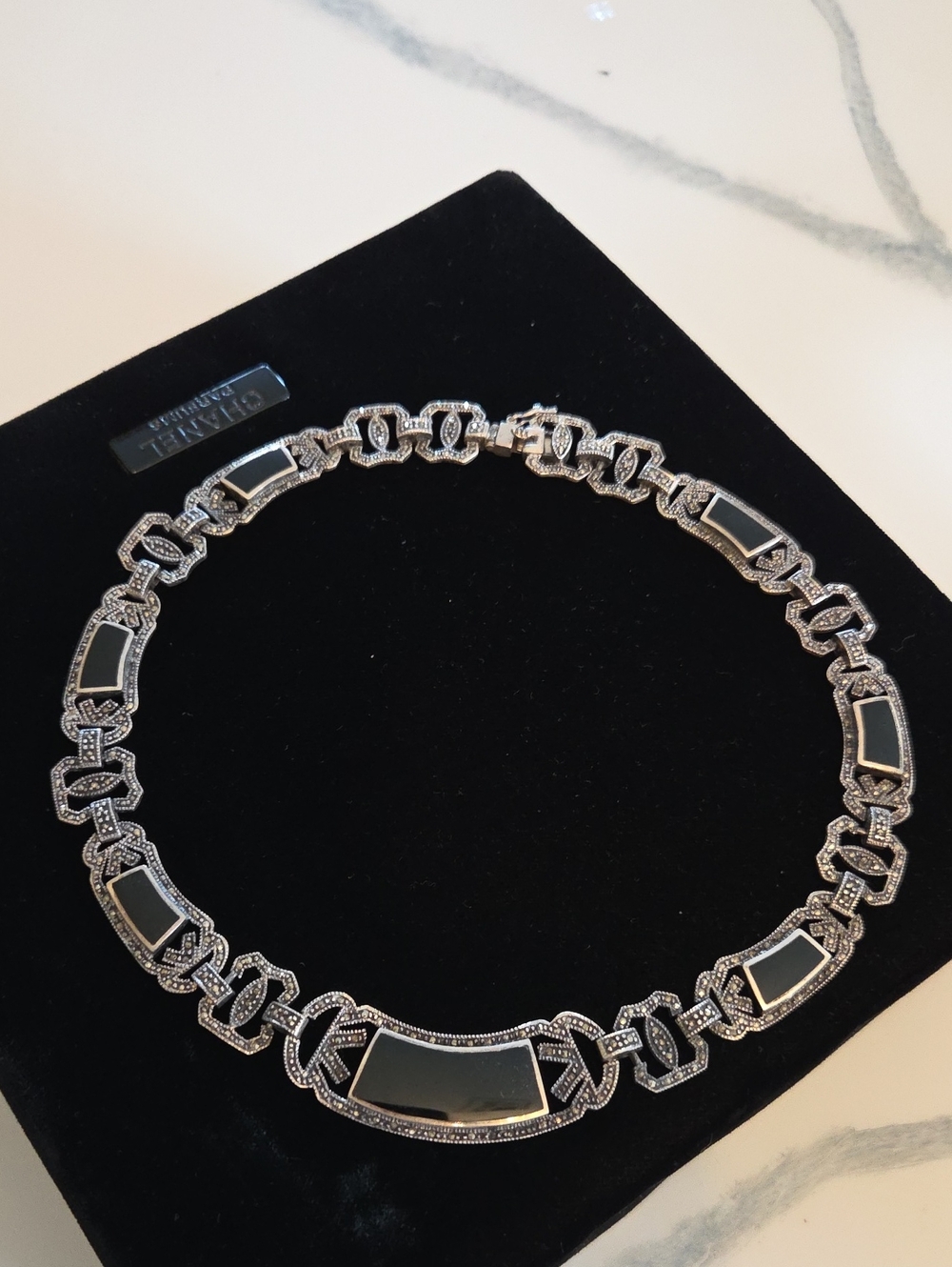 Vintage Silver and Black Statement Necklace - Elegant Women’s Jewelry